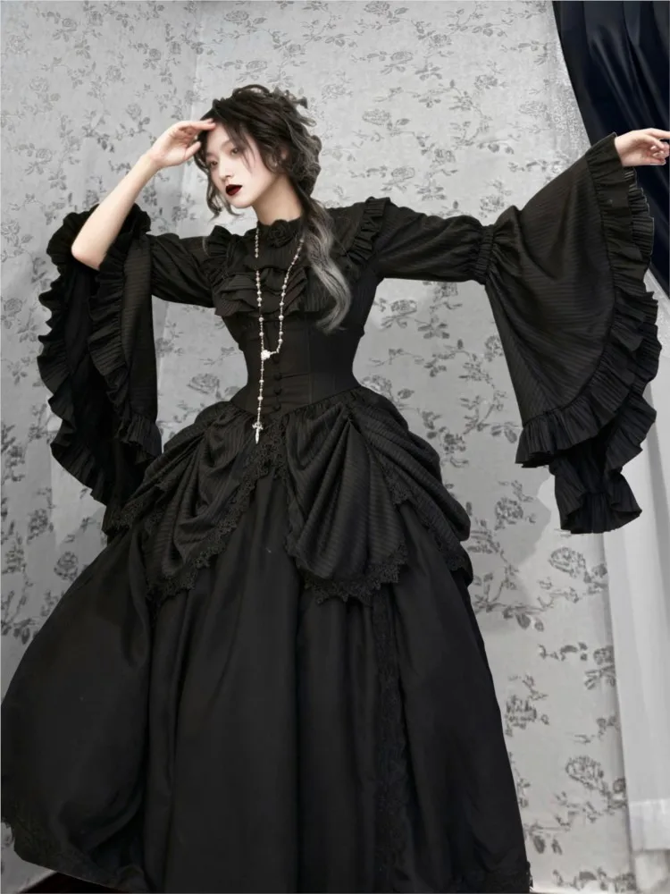 Halloween Gothic-style shirt sleeve large-sized dress
