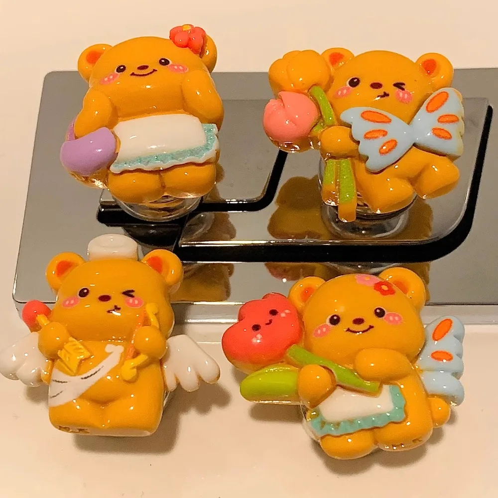 4pcs/set Butter Bear Toilet Switch Press for Nail Art Water-flushing Button Stickers