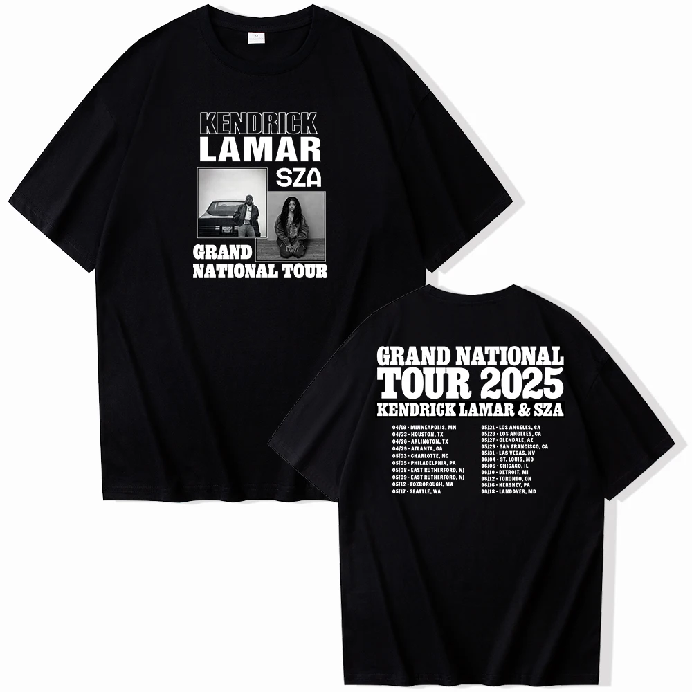 Kendrick Lamar & SZA Grand National Tour 2025 T-shirt O-Neck Short Sleeve Shirts Fans Gift