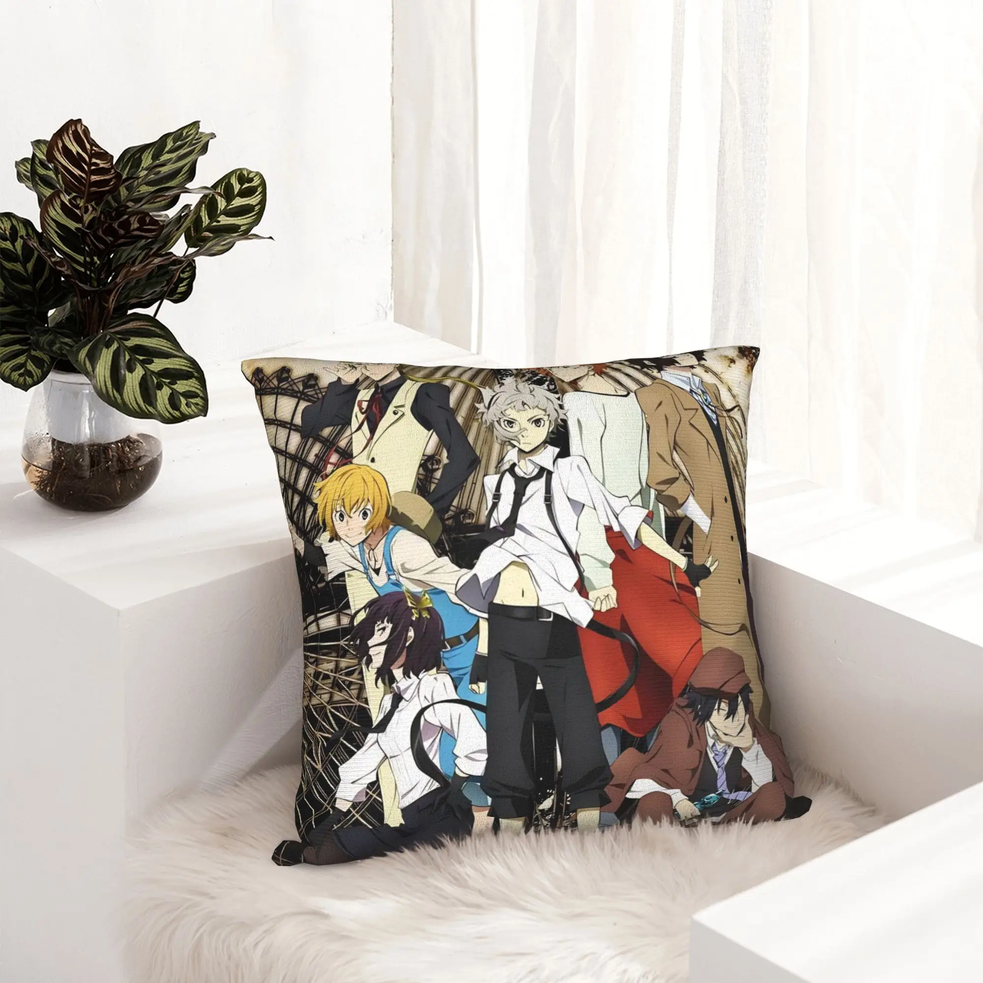 Bungo Stray Dogs Rampo Pillowcase Printing Polyester Cushion Cover Decoration  Throw Pillow Case Cover Home Square 45*45cm