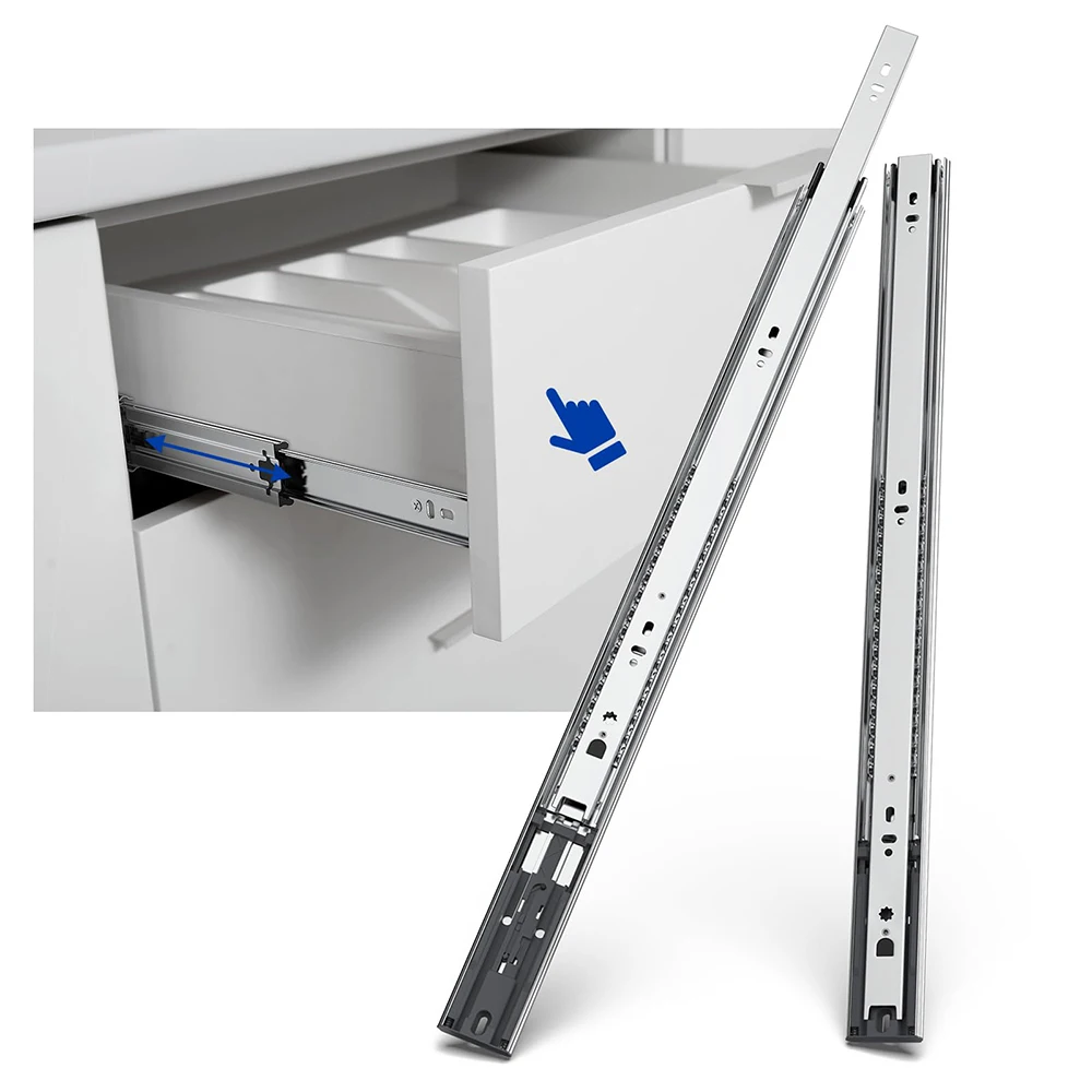 

3 Section 100 LB Capacity Full Extension Ball Bearing Side Mount Drawer Slides 16 Inches for Cabinet Kitchen Furniture