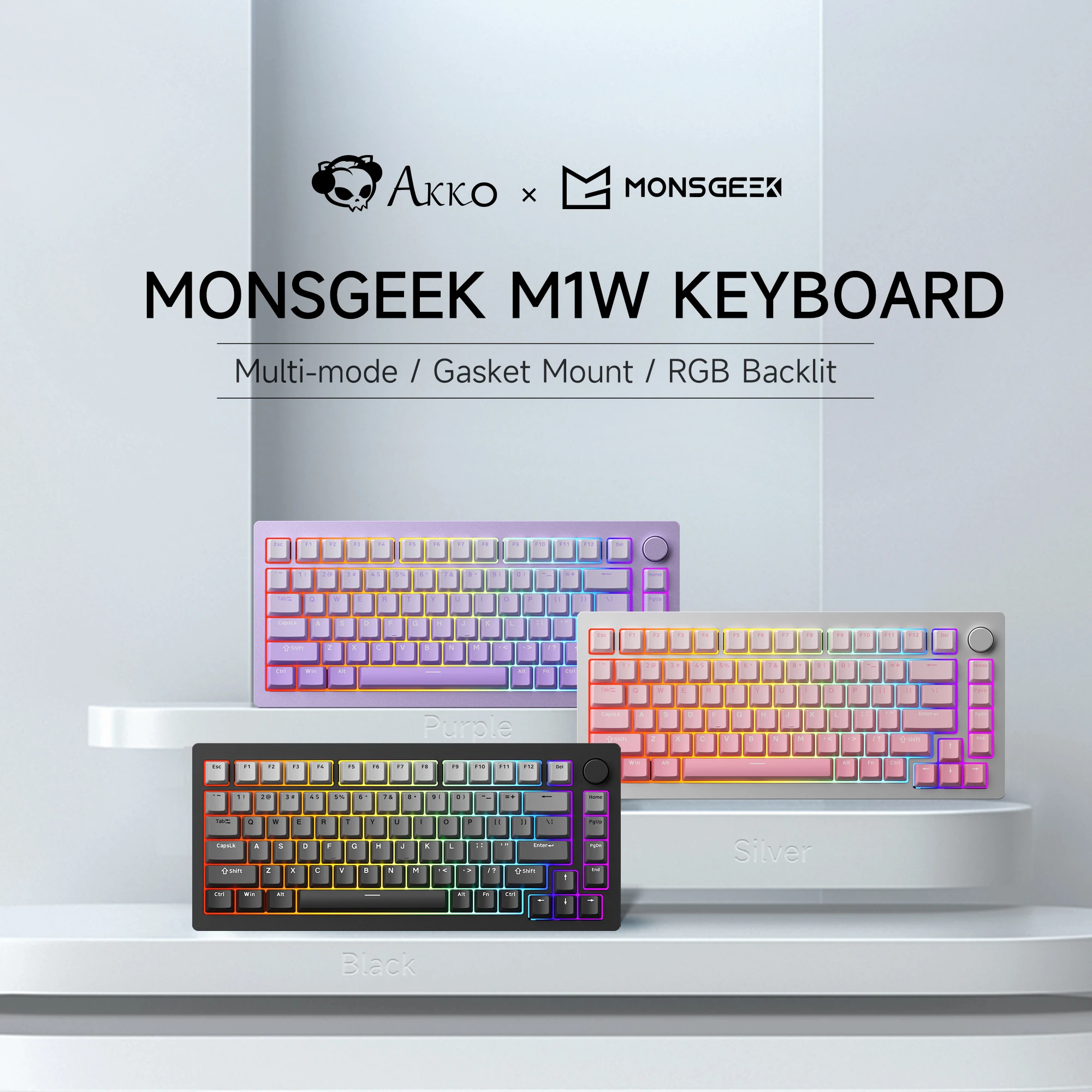 

Akko Monsgeek M1W Keyboard 75% RGB Hot-swap Multi-modes Mechanical Keyboard Aluminum CNC Metal South-facing Gasket-Mount