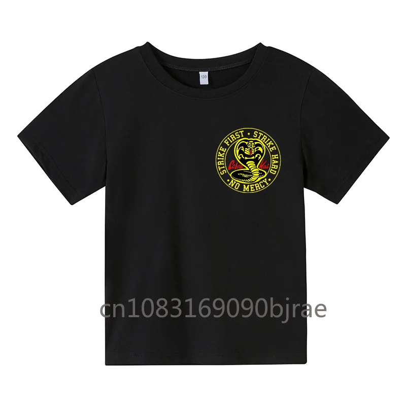 Fashionable Cobra Dinosaur Print Round Neck Children T-shirt Suitable for Boys Girls aged 3-12 Short Sleeved Casual Summer Tops