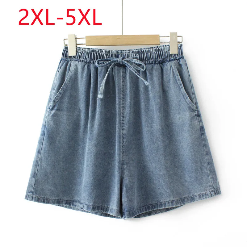 

New 2023 Ladies Summer Plus Size Shorts For Women Large Size Blue Denim Shorts 2XL 3XL 4XL 5XL
