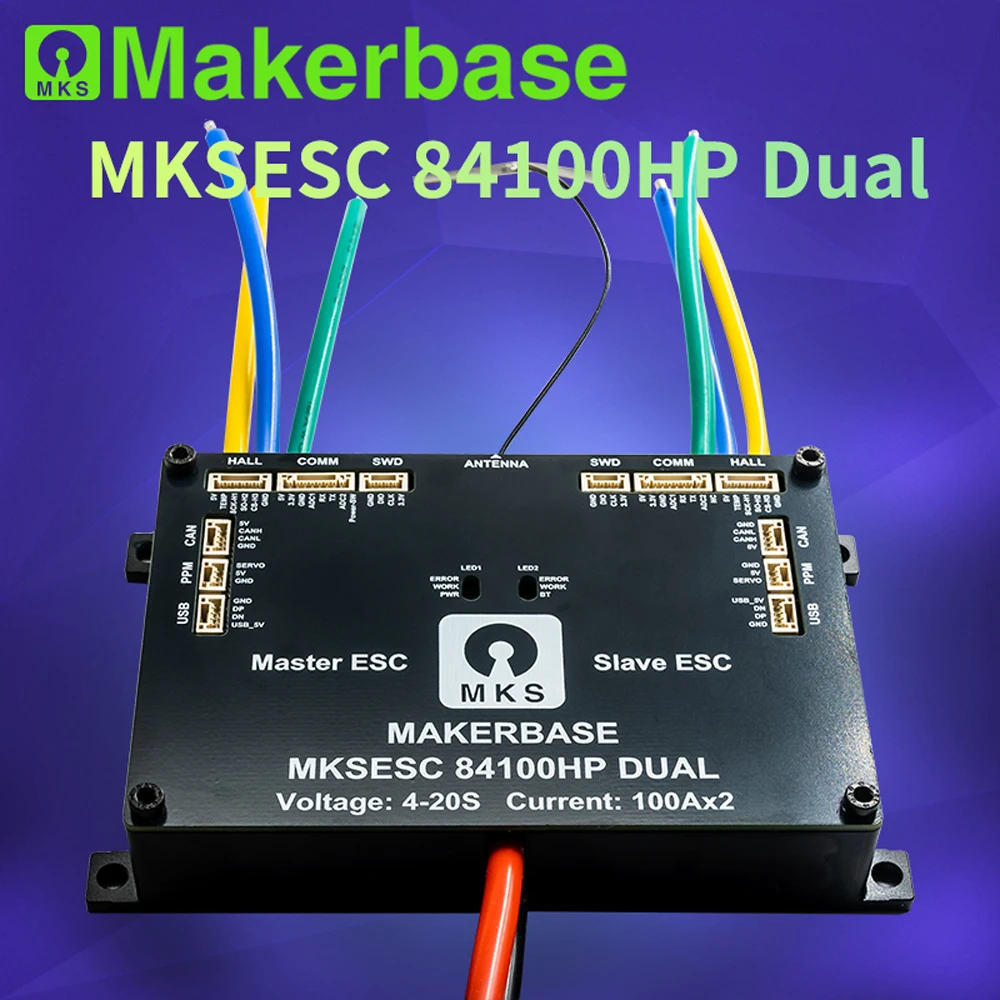Makerbase Dual Drive VESC Controller 84V 100A Benjamin ESC for Mountain Bike Electric Skateboard Esk8