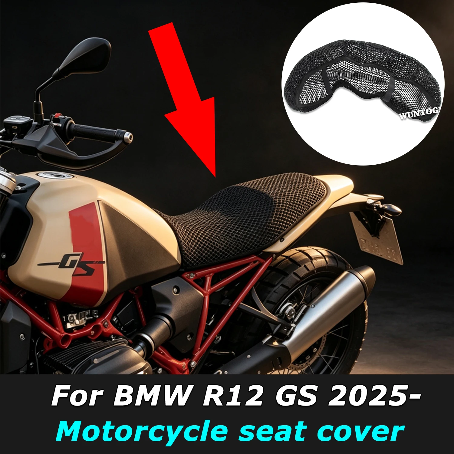 R12GS R 12GS r12gs Seat Cover Motorcycle 3D Airflow Seat Cover For BMW R12 GS 2025- 3D Honeycomb Mesh Seat Cover Accessories