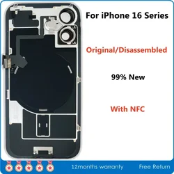 99% New Original Disassembled Back Glass Rear Cover Assembly For iPhone 16 Pro Max 16 Plus with NFC Wireless Replacement