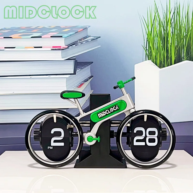Creative Bicycle Flip Clock for Home Desktop, Unique Bicycle-shaped Flip Clock, Fashionable Decorative Gift Table Clock