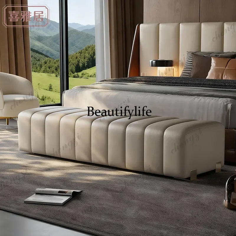 D8000  Nordic Floor Stool Bedroom Pouffe Modern White Stool Leather Makeup Mueble Recibidor De Entrada Italian Design Furniture