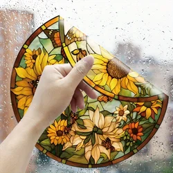 Sunflowers Colorful Butterflies Static Cling Glass Decals Reusable Window Glass Electrostatic Stickers for Auto RV Home Decor #3