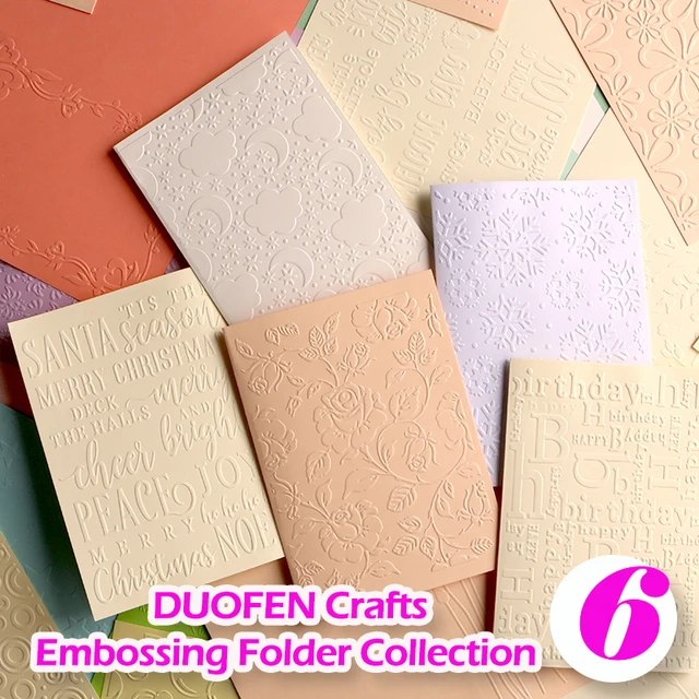DUOFEN Crafts plastikowa teczka do wytłaczania kolekcja 6 papierowe narzędzie do wytłaczania kwiatowa forma Boże Narodzenie Urodziny Nowy Rok dzień nauczyciela