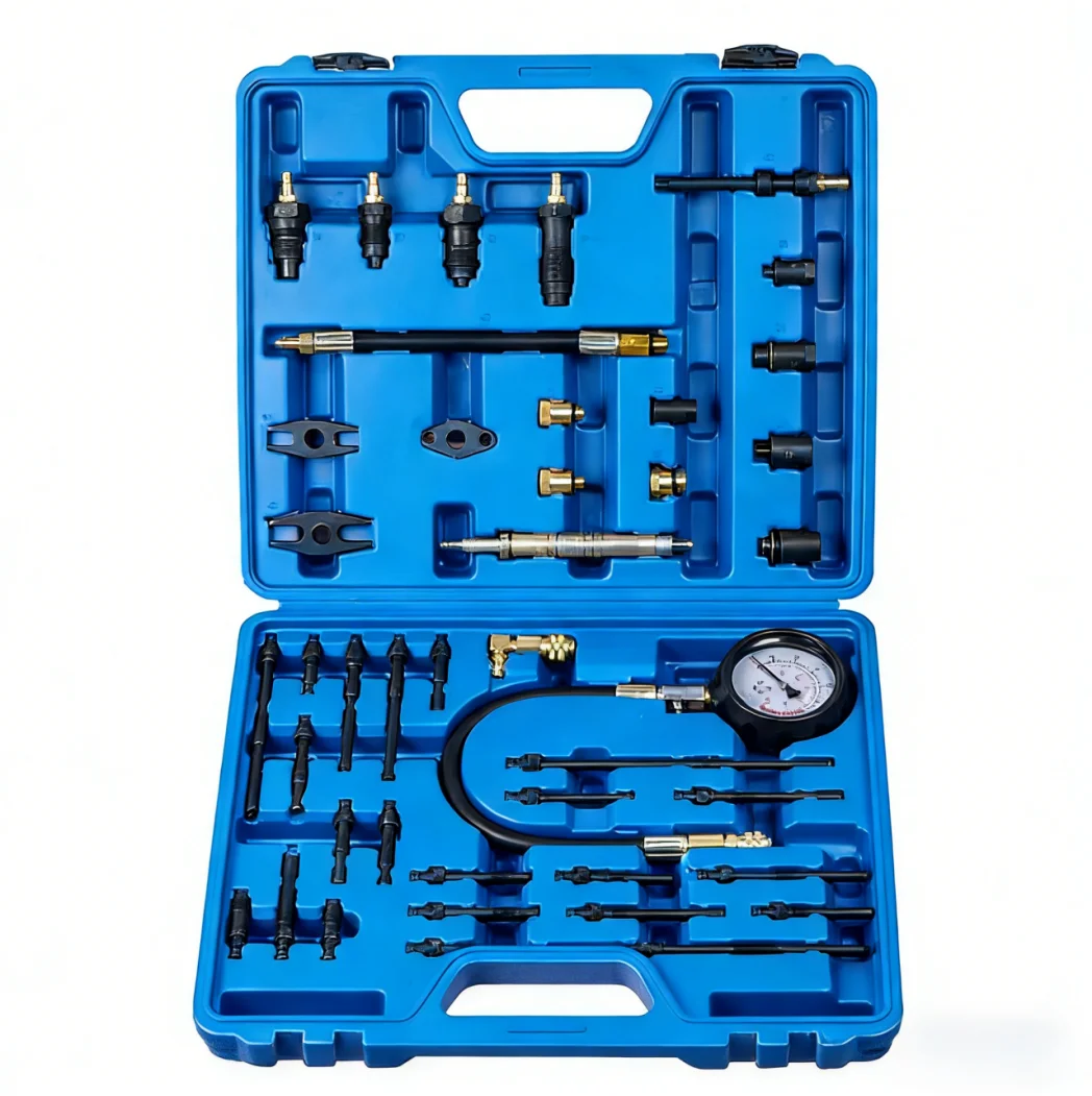 48Pcs Digital Compression Tester Pressure Gauge Tester Kit Motor Auto Petrol Gas Engine Cylinder
