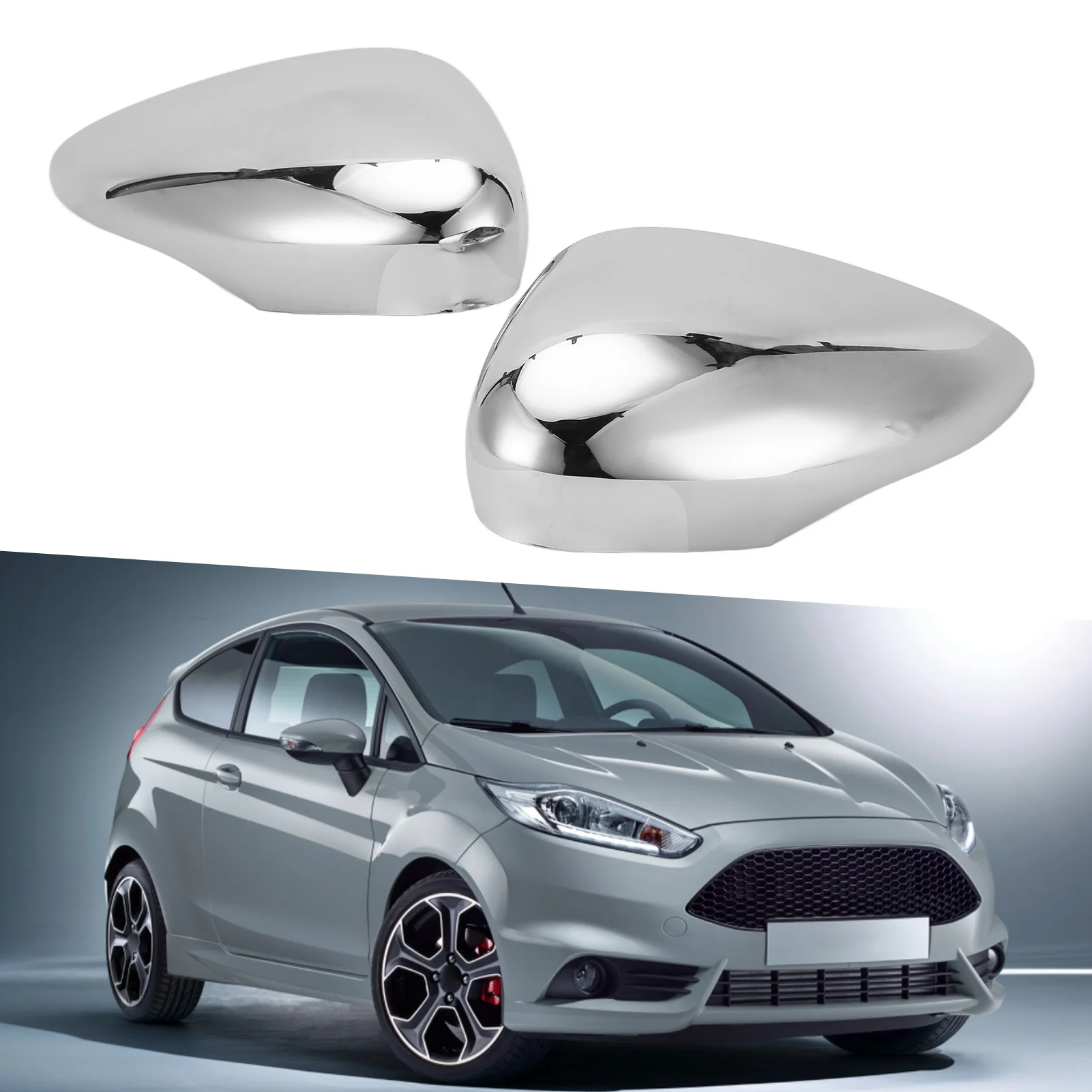 

Mirror Cover Anti-Crack Mirror Cap Chrome ABS Mirror Shell For Ford Fiesta MK7 2009-2015 OEM 8A6117K747CA 8A6117K746CA
