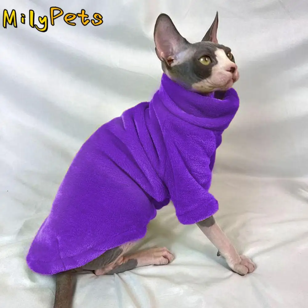 Turtleneck Hairless Cat Sweater Thicken Comfortable Winter Dog Clothes Warm Two-legged Dog Pullover Shirt For Autumn Winter