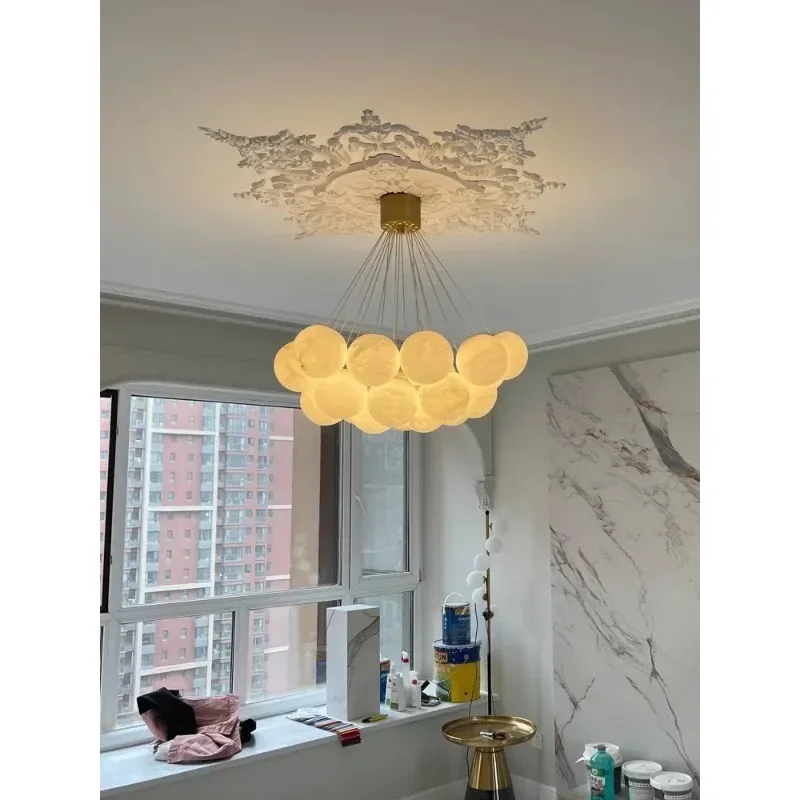 

Modern Home Deco Led Lights Dining Table Marble Art Ball Bouquet Trendy Chandelier Lighting Lustres Hanging Lamp for Living Room