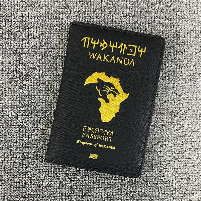 Wakanda-funda de pasaporte con bloqueo Rfid, Funda de cuero Pu para tarjetas de crédito, identificación, soporte de pasaporte con virola múltiple, accesorios de viaje