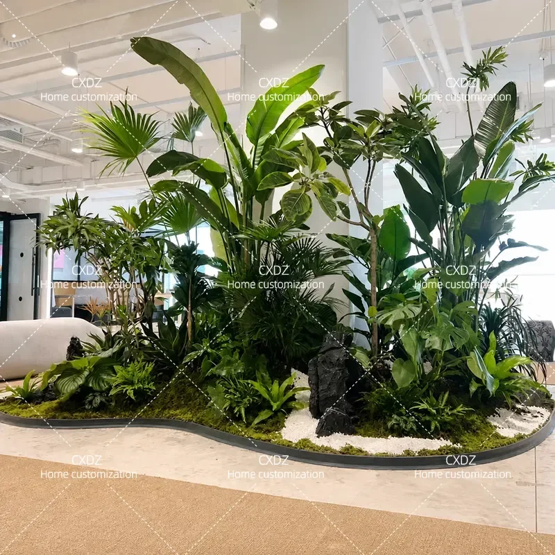 Simulation green plant landscaping indoor landscape decoration company lobby office large plant potted plant combination