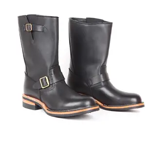 YR-Botas de engenheiro estilo Vintage masculino, qualidade, Motor Rider, sapatos de couro reais artesanais, botas clássicas de couro genuíno, atacado 8 principais vendas bota masculina engenheiro - №2