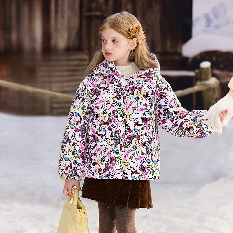 

Детский пуховик Disney 2025, зимнее теплое пальто для девочек и малышей, детская верхняя одежда