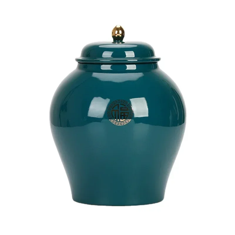 

Hot SalesVintage Tea Jar Empty Can Sealed Jar Ceramic Jar Storage Storage Tank Pu'er Tea White One-Catty-Package Extra Large