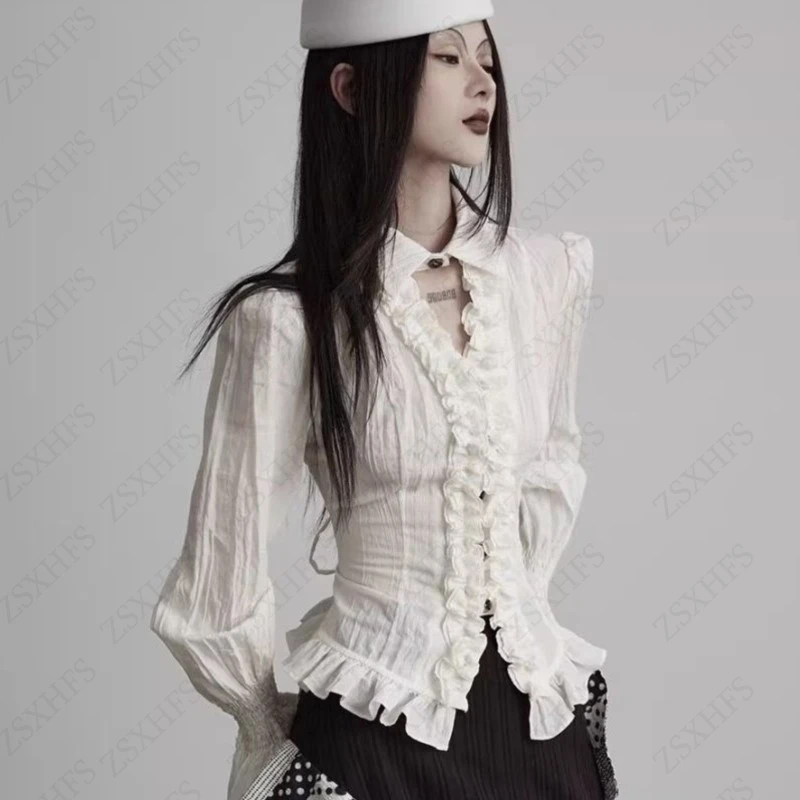Fashionable Y2k Korea Blouse Harajuku Gentle Graceful Suit Casual Slim Long sleeves Aesthetic Trendy Pleated Skirt Short Skirts