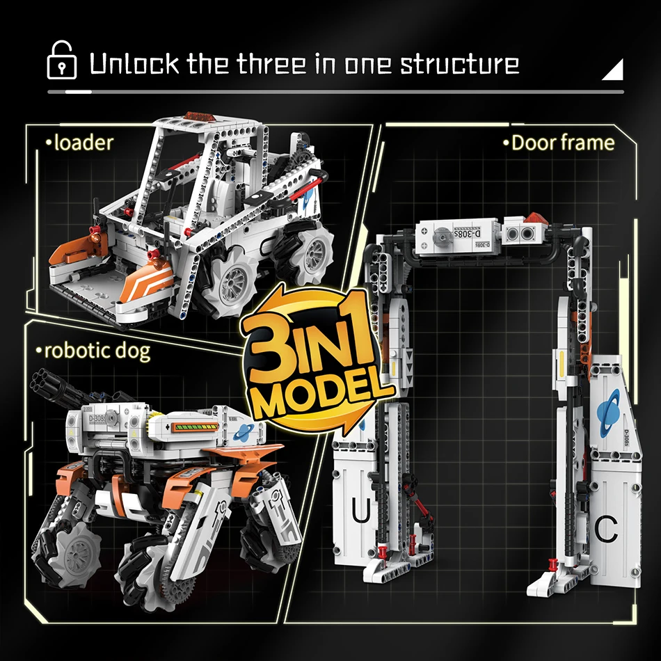 Vapor técnico 3 em 1 transformar rc power robô cão blocos de construção máquina motorizada cão tijolos controle remoto brinquedos crianças presentes