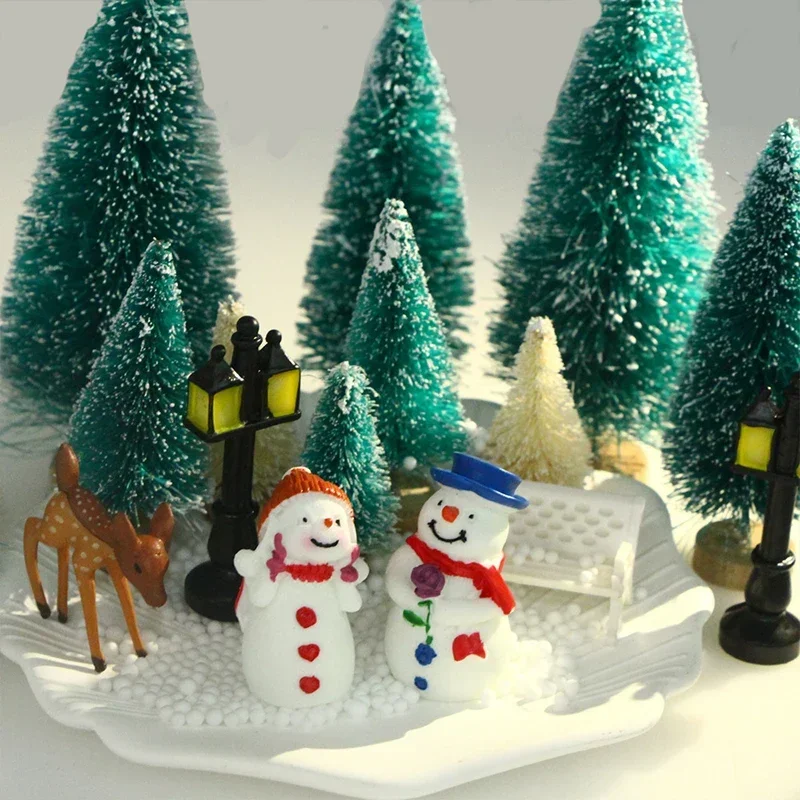 

Decorated Mini Christmas Tree Cedar Pine on Sisal Silk Blue-green Mini Pearl Pentagram Christmas Tree Figurines 장식품