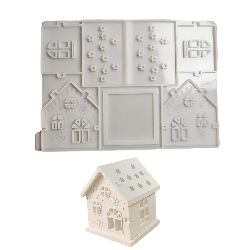 Multipurpose Christmas Castes Flexible Silicone Mold House Molds Portable Accessory for Customes Craft Projects Y08E