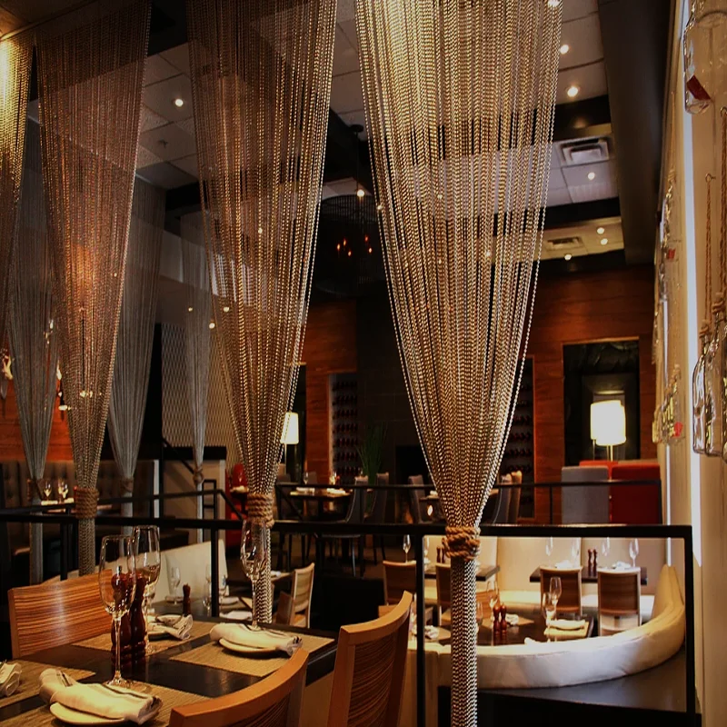 Tirai Rantai Bola Logam Perak Dekoratif