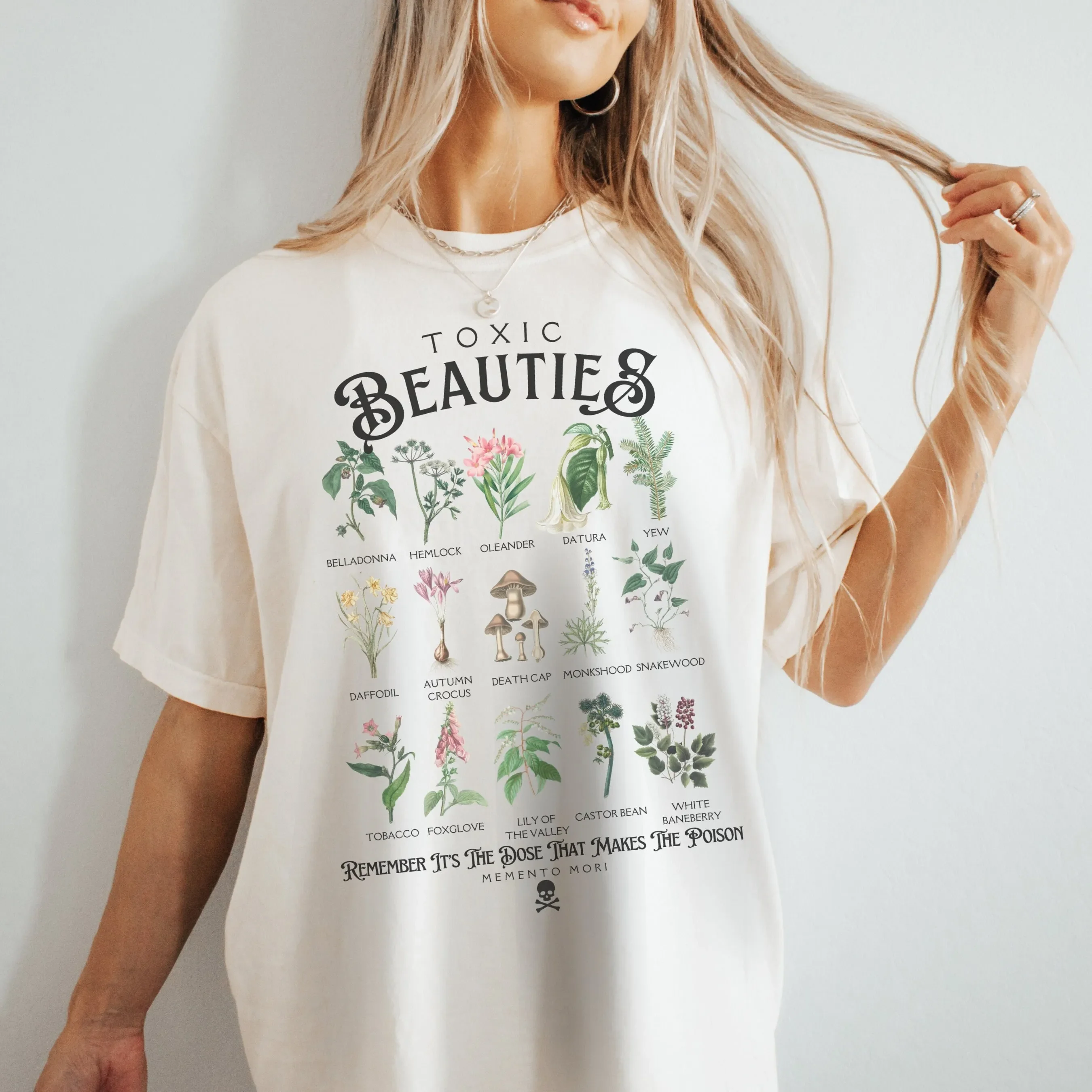 ous Plants  Toxic Beauties Dark Academia Skull Renaissance T Shirt Cottagecore Witchy Herbology