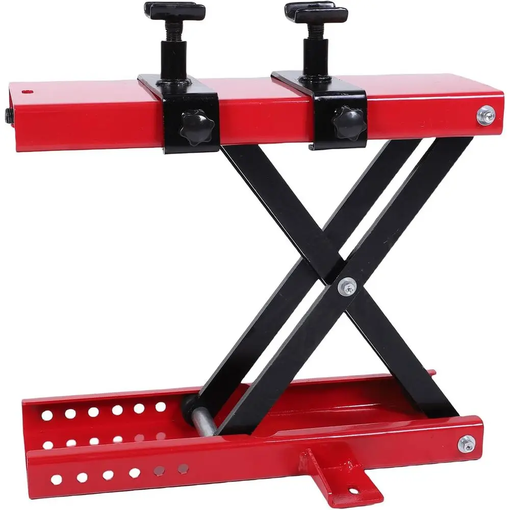 

Universal Motorcycle Lift Jack with Rubber Pads, 1100 lbs Capacity, 3.8-15.8in Height, 12cm Crank Handle for Repairs