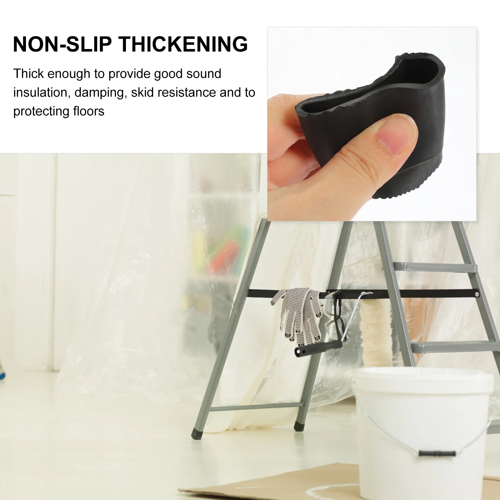 

4pcs Non-Slip Feet Covers Silicone Floor Protectors Extension Ladder Pads Durable Heat Resistant Replacement Parts Ladder Leg