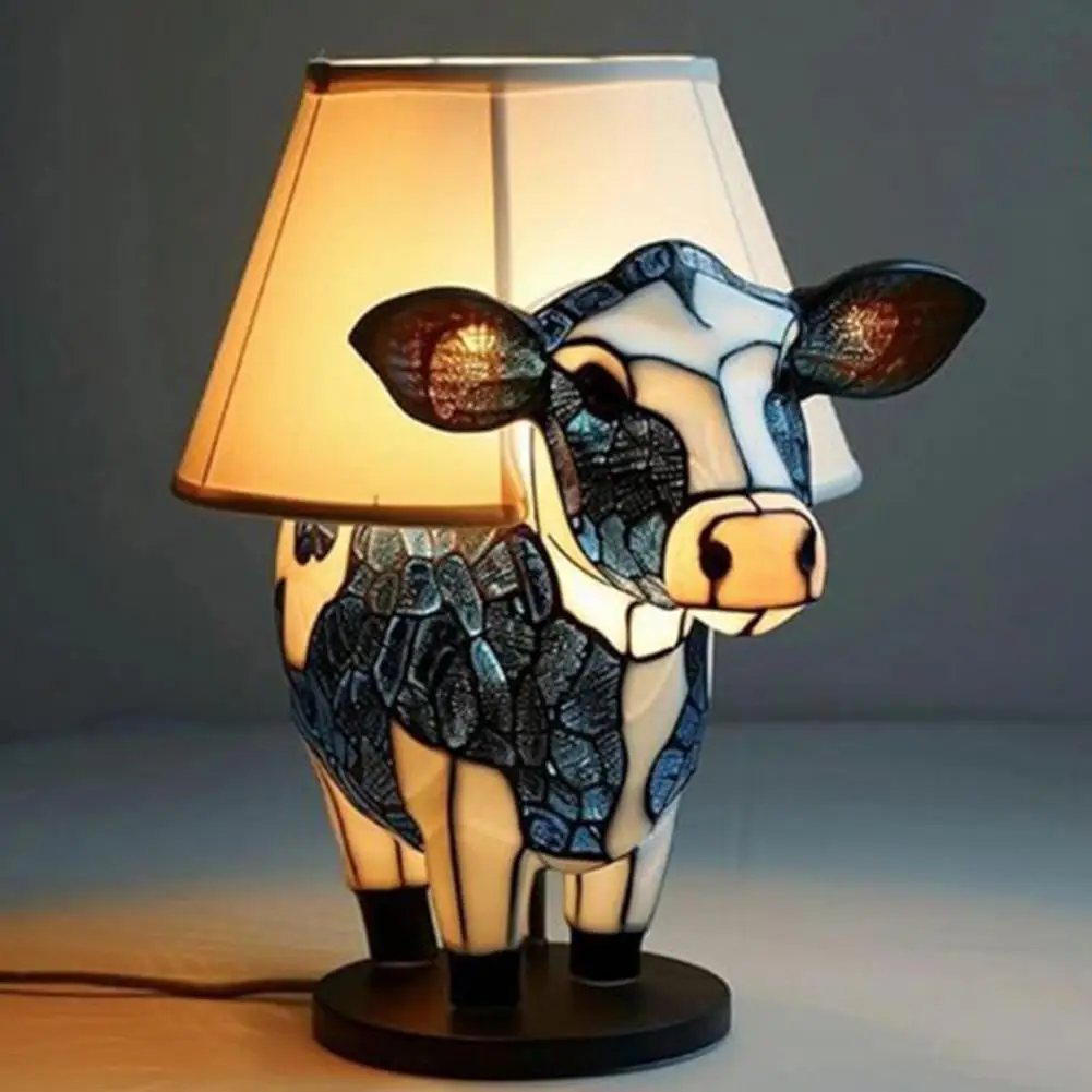 

Vintage Cow Table Lamp USB Operated Living Room Bedroom Nightstand Bedside Resin Monkey Bull Animal Night Light Desk Decoration