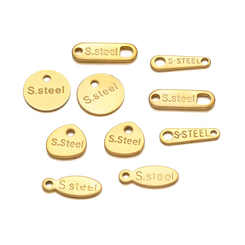 50pcs No Fade 304Stainless Steel End Tail Charms Small Gold Color Tag Pendants for DIY Simple Jewelry Handmade Necklace Supplies image 2