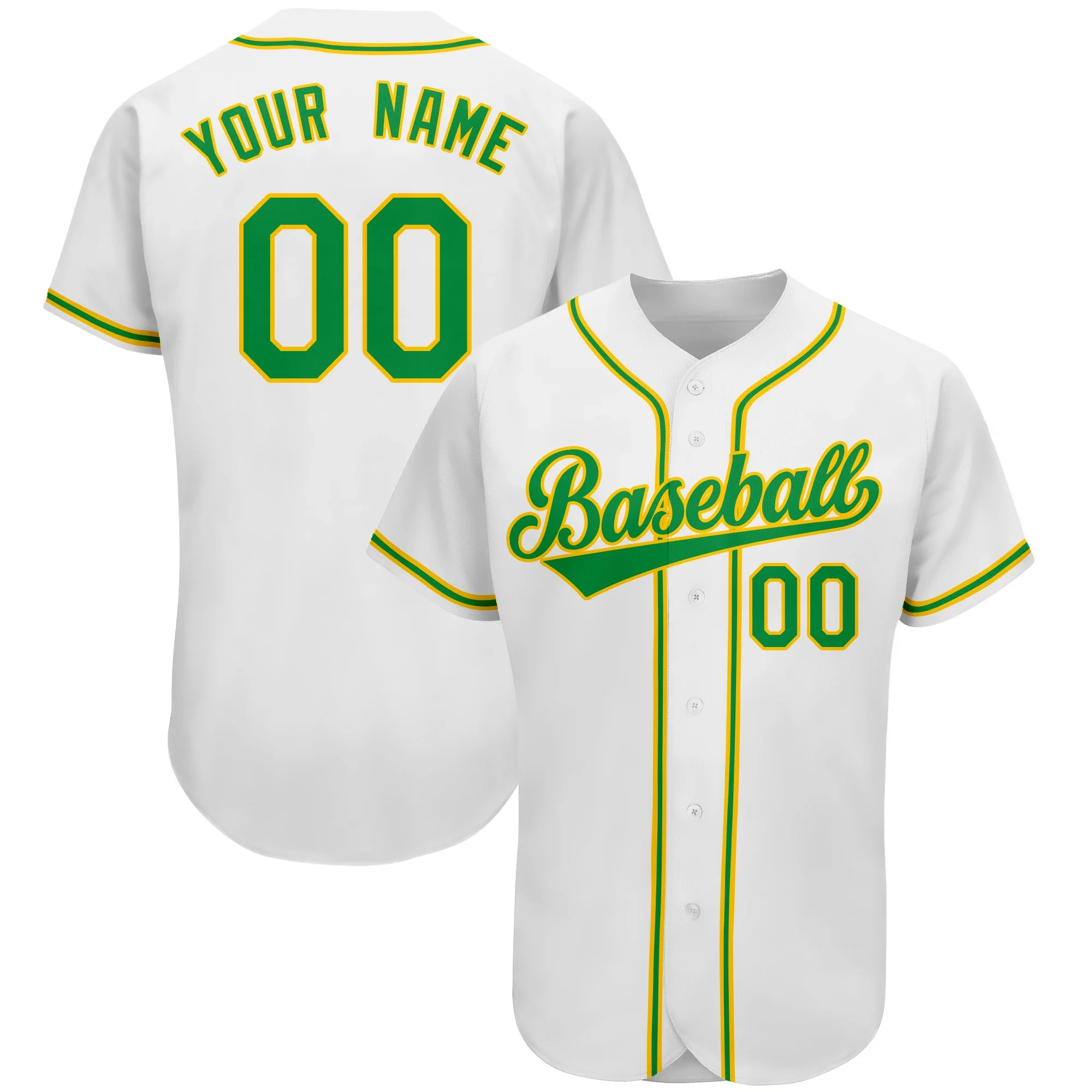 Uniforme de Equipe de Beisebol Personalizado, Treinamento da Equipe, Impressão, Adicionar Nome Próprio, Número, Softball Esportes, Branco, Verde, Homens, Senhoras, Crianças, Novo Estilo