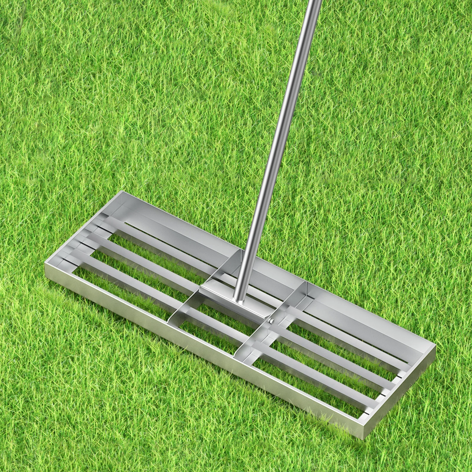 Râteau de Nivellement de Pelouse,,Râteau à Gazon Professionnel, Râteau Découpé au Laser avec Barre Métallique