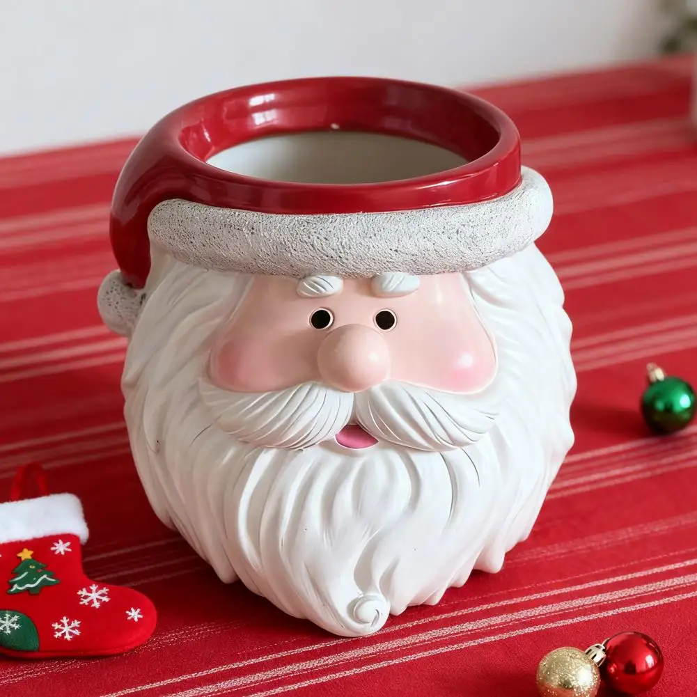 Christmas Snowman Planter Pot Santa Claus Head Plant Pot Resin Succulents Herb Plants Flower Pot Home Balcony Garden Decoration
