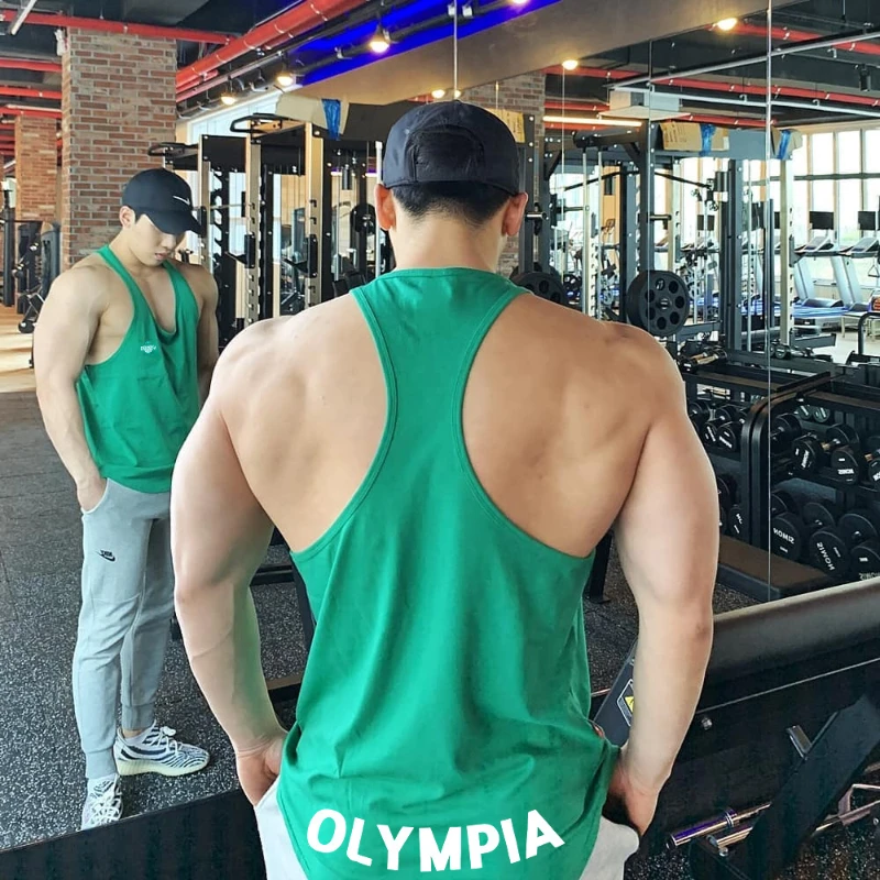 Mens Gym Summer Cotton Workout Tank Top Sleeveless Shirt Sportswear Singlets Fitness Clothes Bodybuilding Undershirt Casual Vest