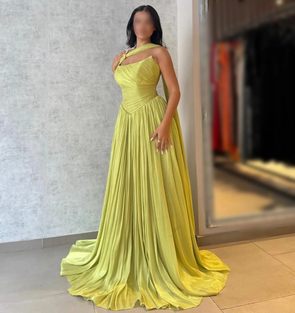 

Customized Evening Gown Temperament Pleat A-line Long Dress Bespoke Occasion Formal Prom Wedding Party Gown For Women