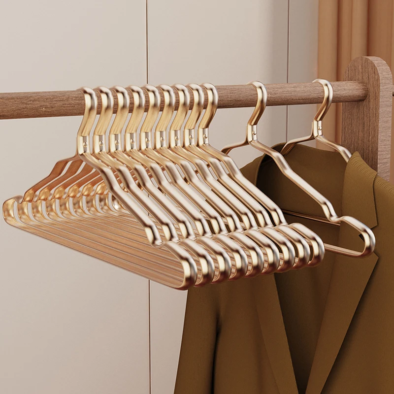 10 Pcs All-aluminium Clothes Hangers Drying Coat Hangers Non-slip Seamless Triangle Metal Rack  Organizer Closet Clothing Rack