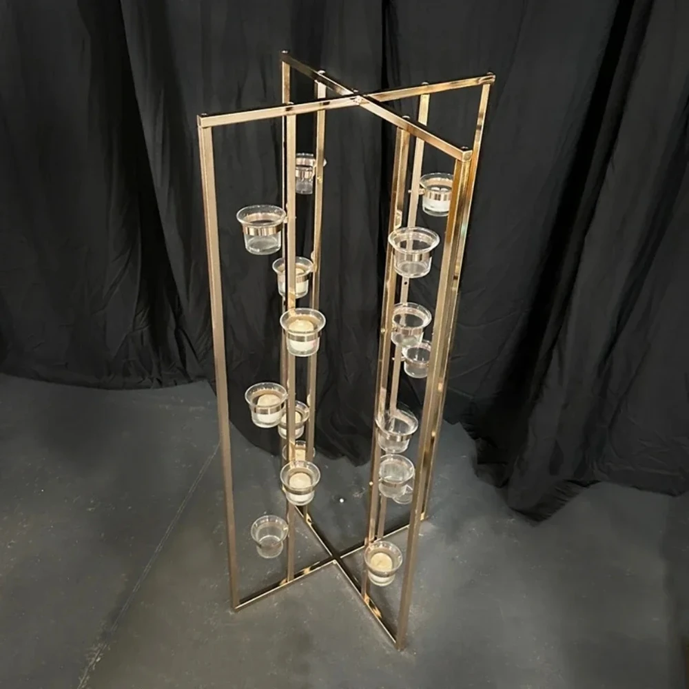 

2-4pcs) Metal Flower Rack Gold Silver Road Leading Acrylic Wedding Centerpiece Flower Stand Holder for Event Party Decor
