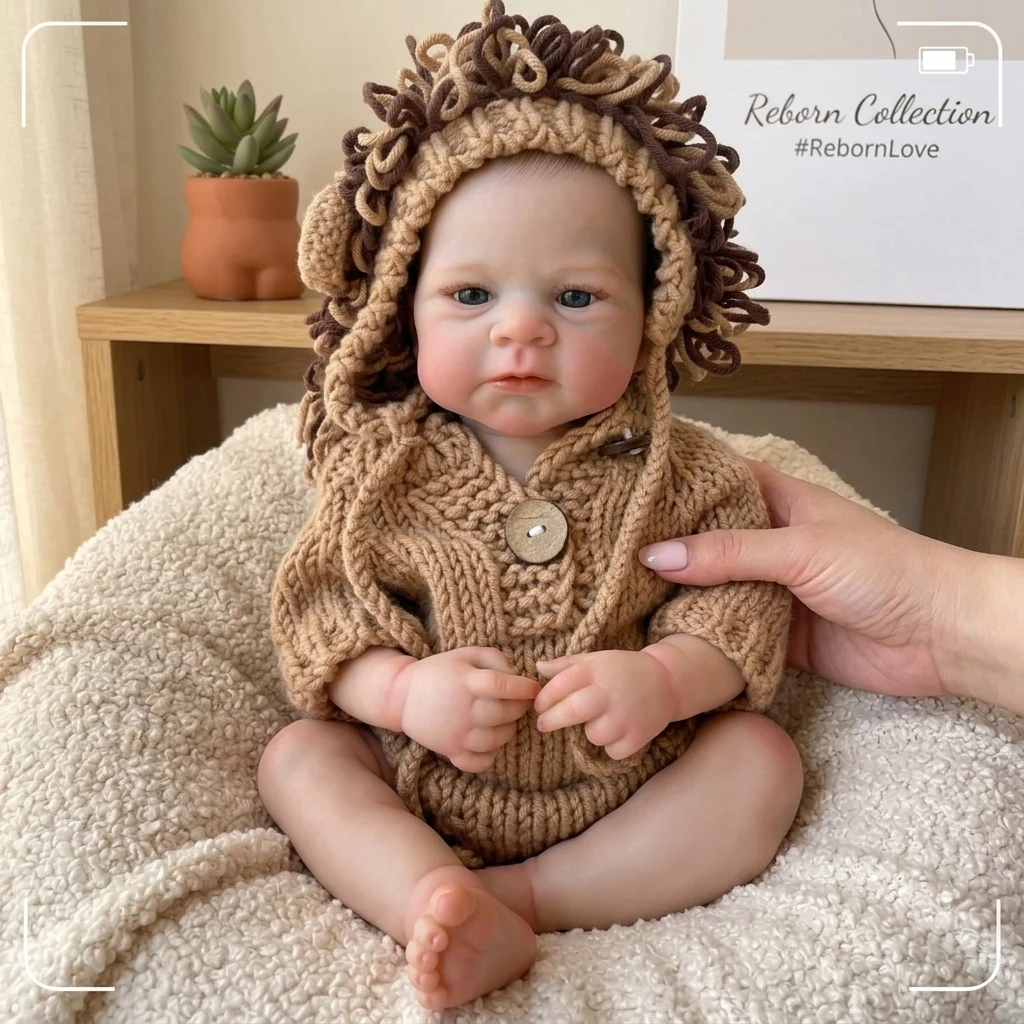 18 Inch Full Vinyl Reborn Doll Elijah Realistic Newborn Baby Painted Hair Hand Painted Simulation Toy For Birthday Holiday Gift