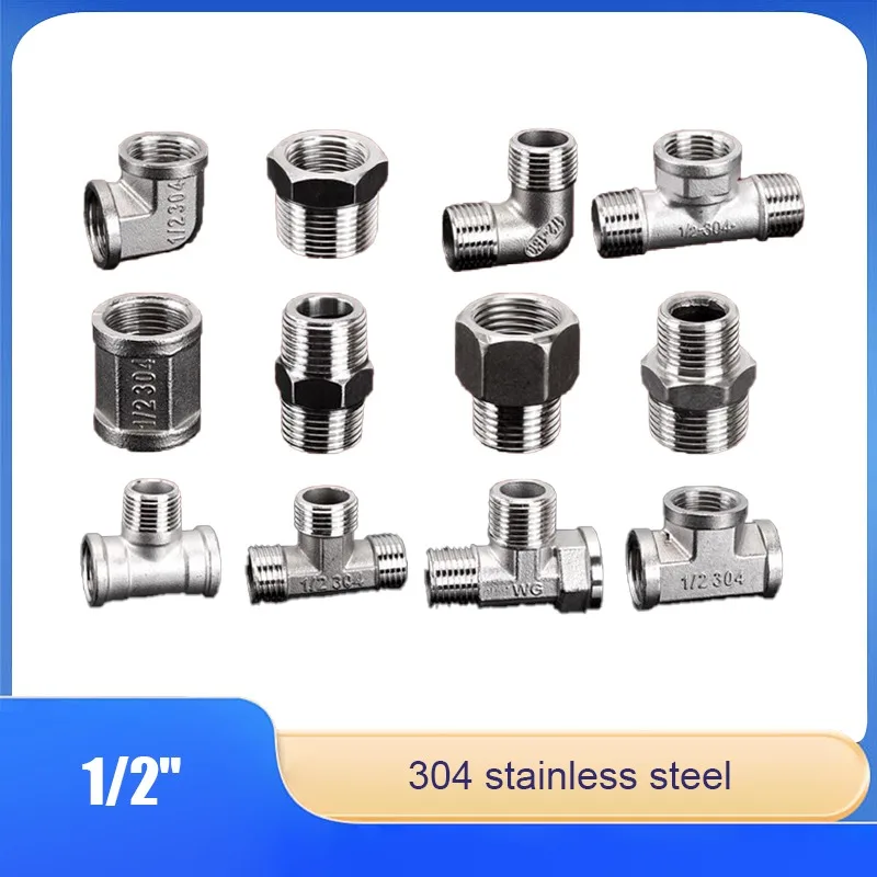

304 Stainless Steel Water Pipe Joint Tee Elbow To Wire Inner And Outer Wire Directly Through 4-Point Connection Head Accessories