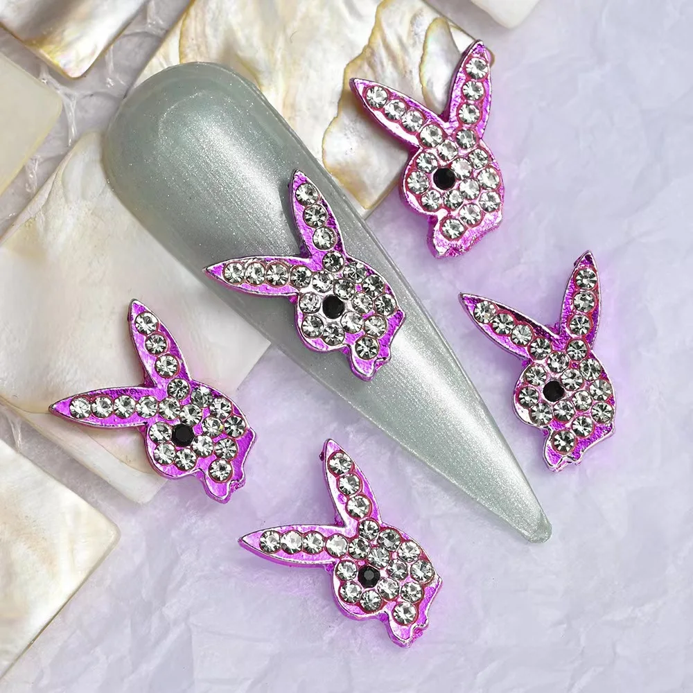 10pcs Hot sale 3D Bunny Nail Charms Alloy Pearl Jewelry Crystal for DIY Manicure Nail Art Decorations Accessories