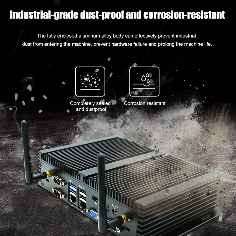 Fanless Industrial Mini PC Intel i5 4278U i7 4578U Dual 2.5G LAN 6 RS232 COM GPIO Support WiFi 4G Windows 11 Linux
