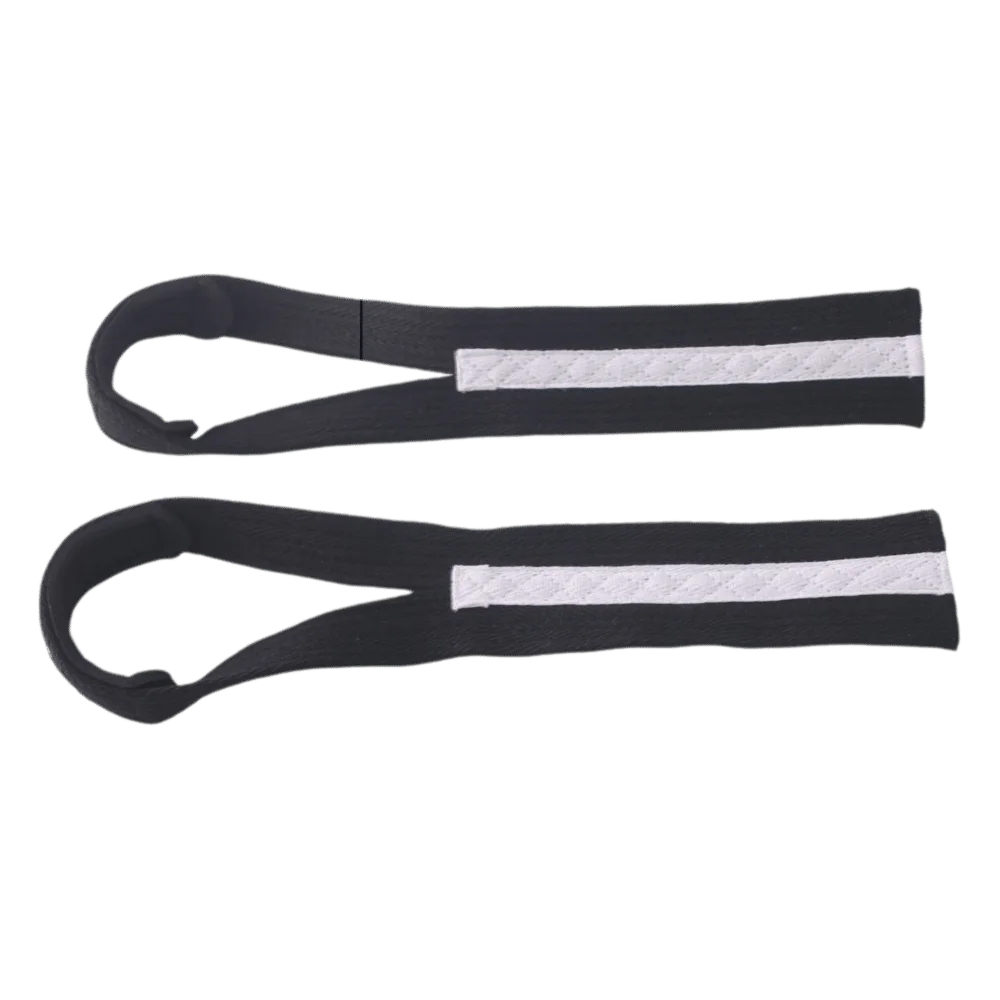 2pcs Polyester-Cotton Blend Weightlifting Wrist Strap Neoprene Fine Edging Gym Lifting Strap Black Tidy Stitching