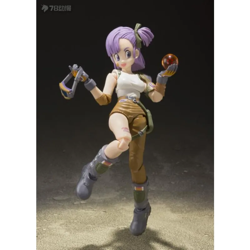 Bandai genuíno s. h. figuarts série brinquedos móveis dragon ball série qiqi, bulma modelo de produto acabado brinquedos móveis colecionáveis