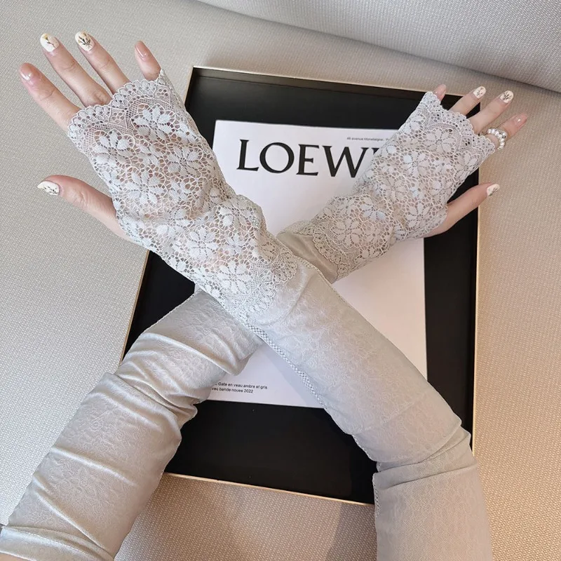 

Fashion Temperament Driving Sunscreen Summer Ice Sleeves Simple Women's Long Elastic Outdoor Hand Sleeves Sleeves