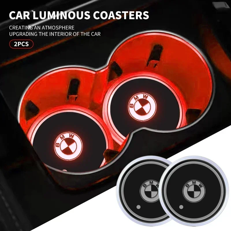 

7 Color LED Car Cup Holder Light Luminous Coaster Water Cup Pad Accessories For BMW E30 E36 E39 E46 E60 E90 G20 G30 X1 X3 X5 M