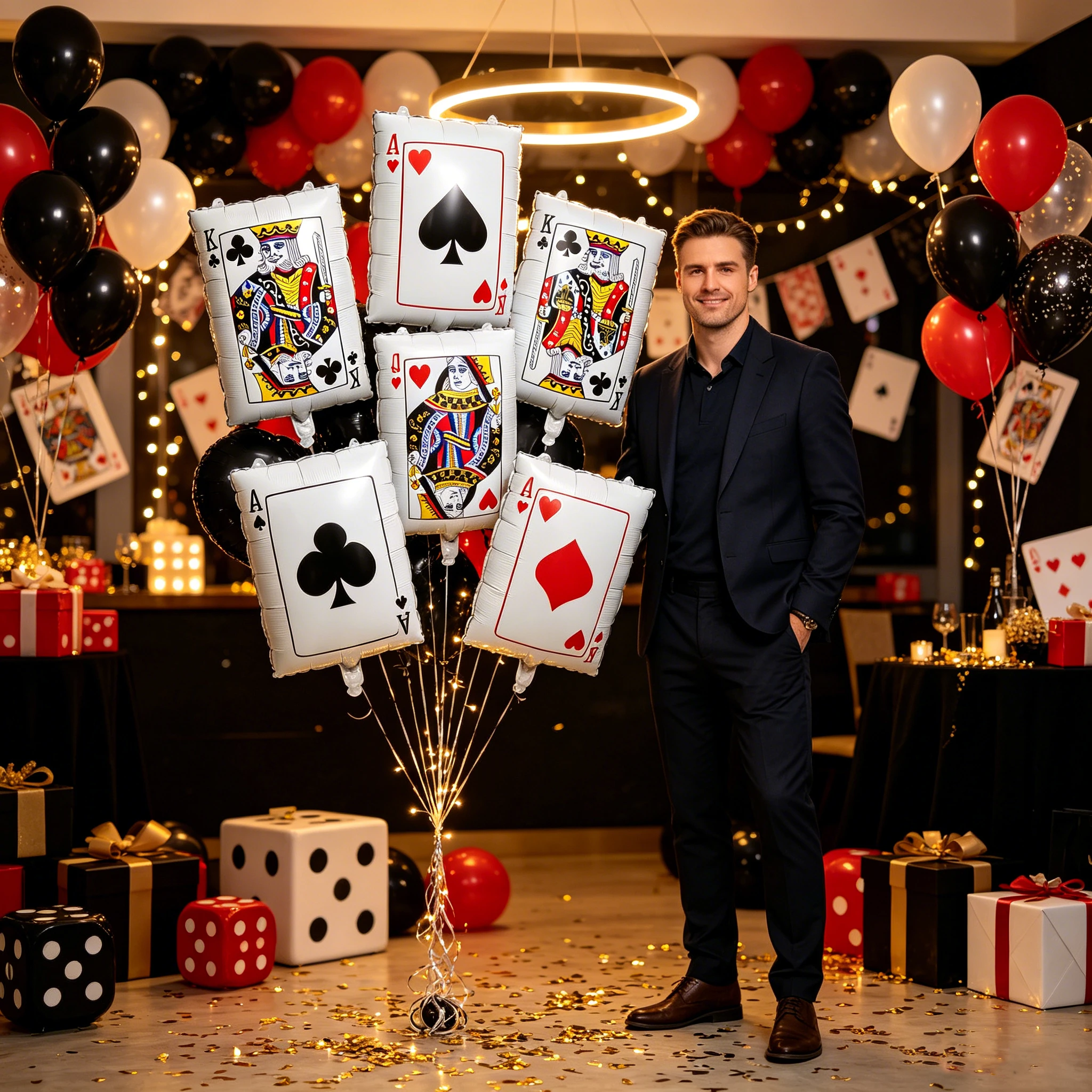Playing Card Shaped Foil Balloon Set, for Casino Night, Game Night, Poker Tournament & Adult Themed Party Decor, Pack of 6 view 6